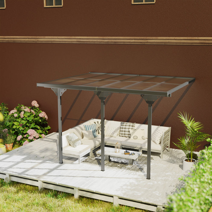 Outsunny 10'x12' Pergola A Toit Rigide En Polycarbonate Gazebo De Toit Gris