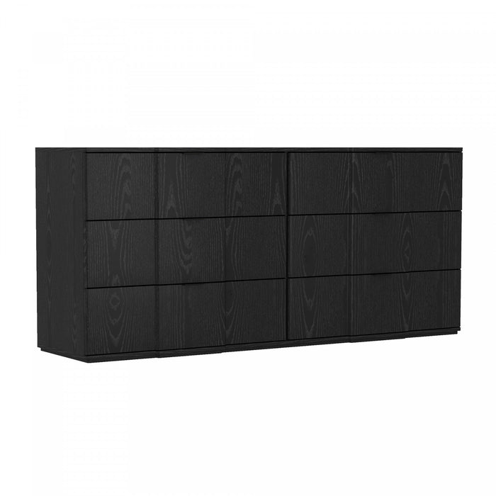 Commode Clive style milieu du siecle 72\" en noir (6 tiroirs)