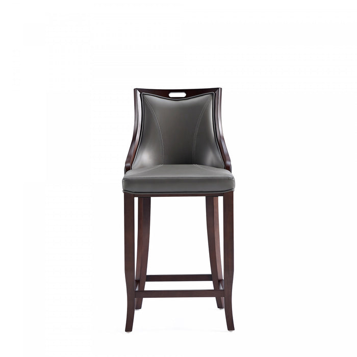 Tabouret de bar en bois traditionnel Emperor avec assise rembourree, graphite – Lot de 2