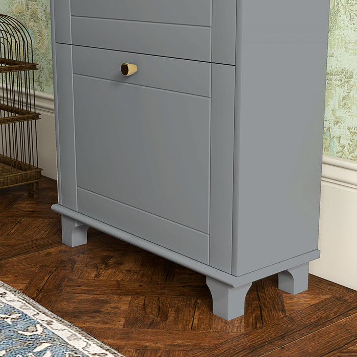 HOMCOM Meuble a chaussures avec 2 portes rabattables et tiroirs, Gris