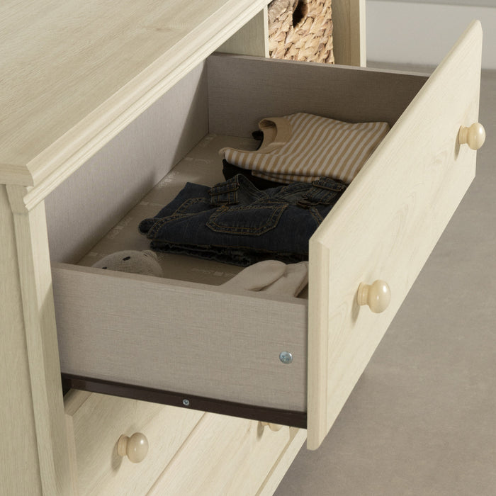 Commode Cotton Candy à 3 tiroirs avec paniers de rangement – chêne blanchi