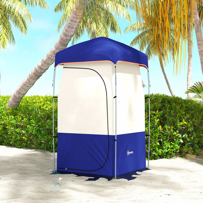 Tente de Douche de Camping Outsunny avec Sac de Douche Solaire et Sac de Transport, Bleu