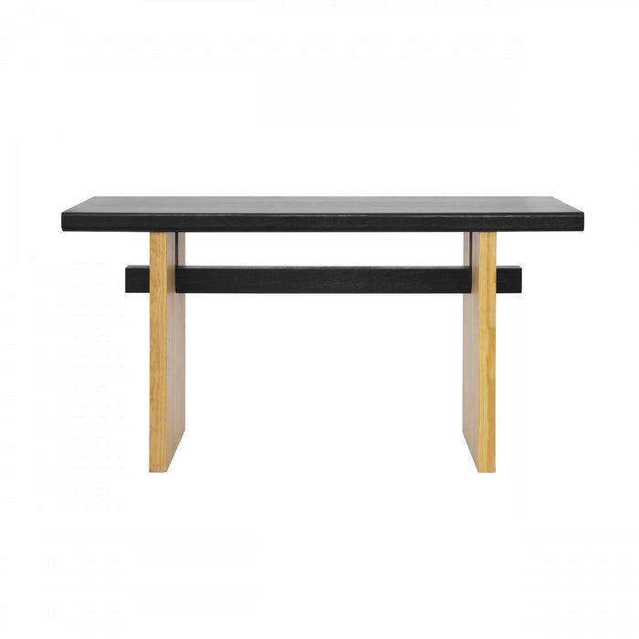 Console de style maison de campagne Emma 150 cm pour entrée - finition noire et brune
