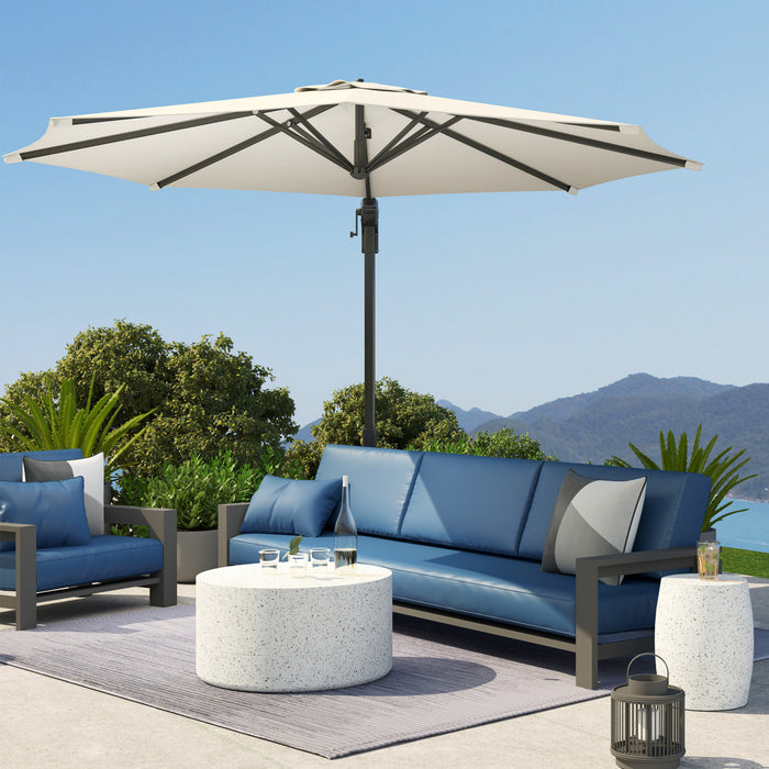 Outsunny Parasol De Terrasse Deporte De 10 Pi, Rotation A 360°, Blanc Creme