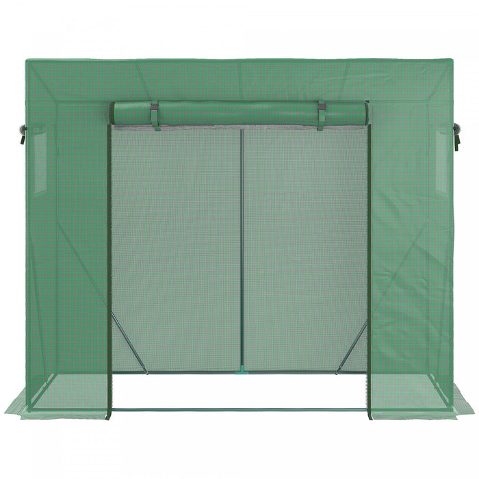 Outsunny 6.6' X 2.5' X 4.9' Serre De Jardin Patio Maison Chaude, Plantes Fleurs Herbes Tomates Poussent Avec Cadre En Acier Porte Fenetre Balcon Patio
