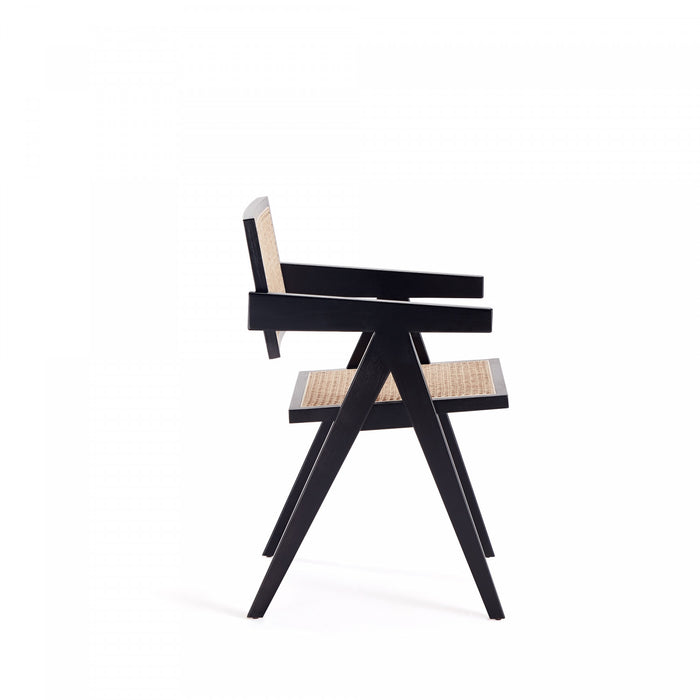 Fauteuil en bois au style industriel chic Hamlet en noir et naturel - Lot de 2