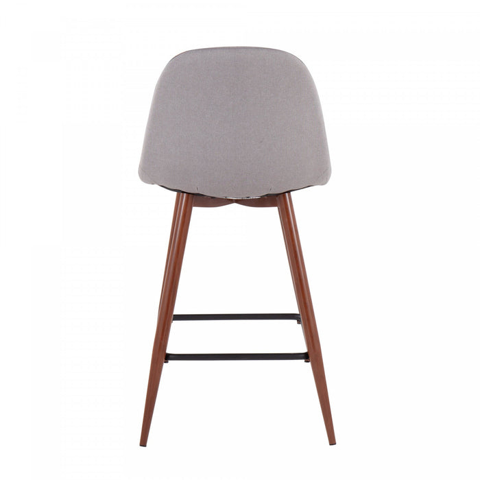 Tabouret moderne du milieu du 20e siècle Pebble de hauteur comptoir en tissu gris clair - ensemble de 2