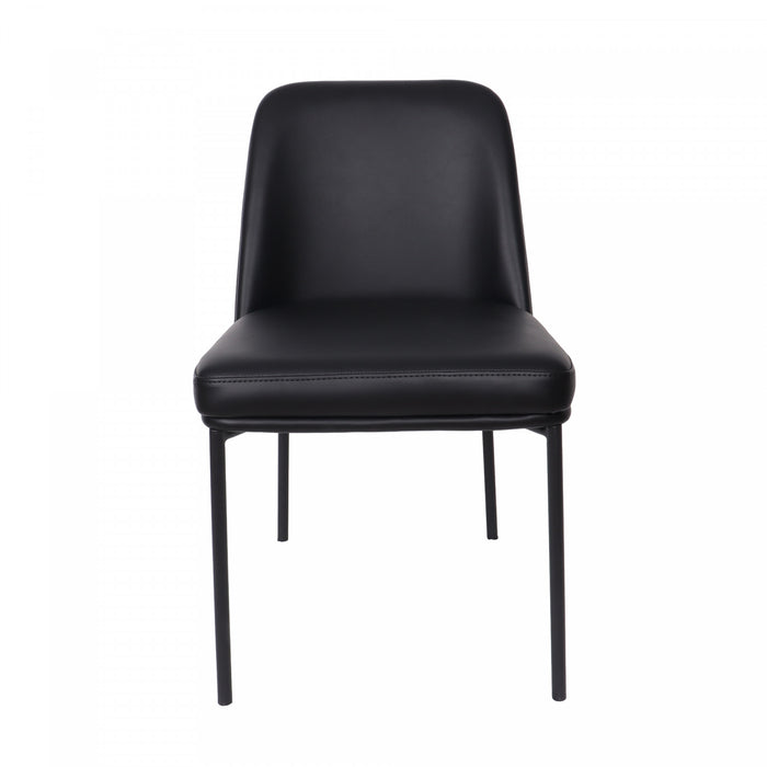 Chaise laterale contemporaine Loft en cuir vegetalien et metal noir - Lot de 2