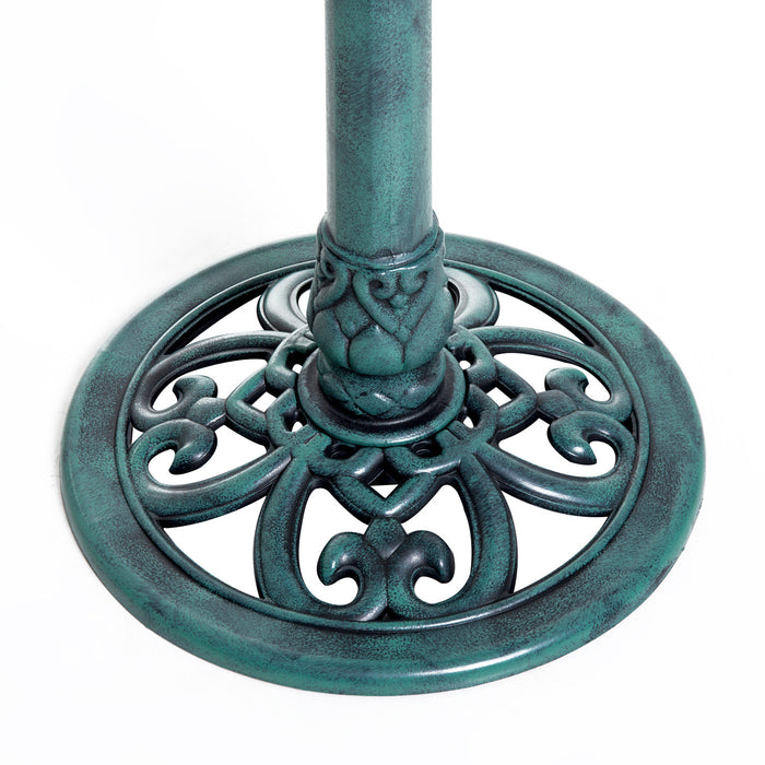 Outsunny 27'' Bain D'oiseau Decor Exterieur En Resine Motif Fleur De Lys