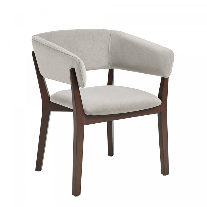 Fauteuil Blake moderne en bois avec effet mohair synthetique, coloris grege