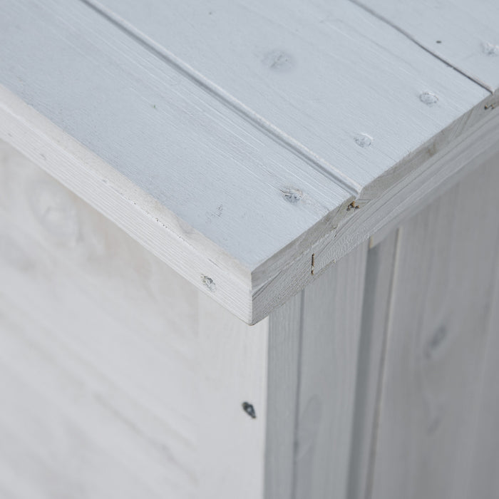 Outsunny Boite De Rangement Exterieure En Bois Avec Espace D'aeration Blanc
