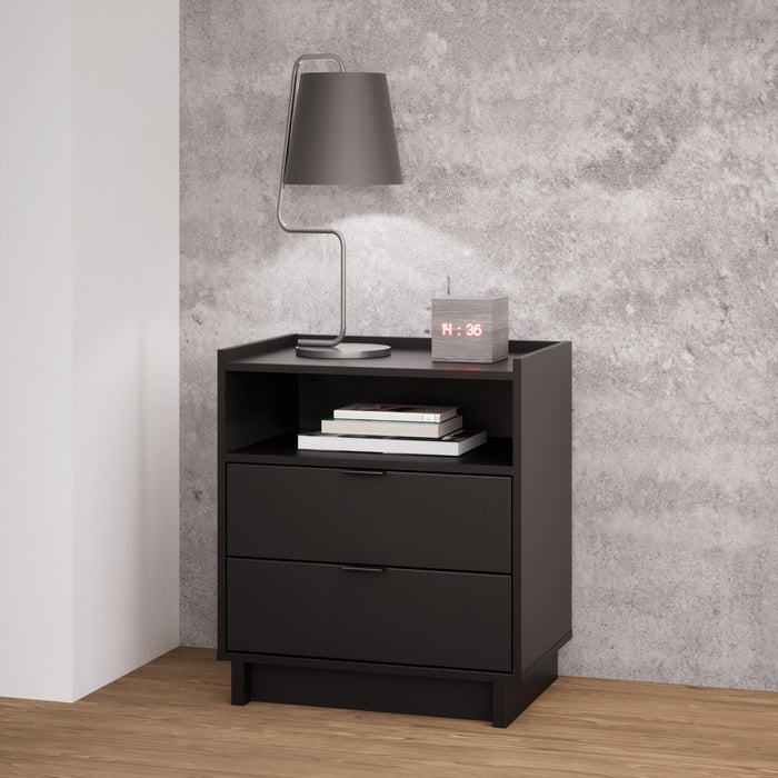 Table de nuit Simply Modern de Prepac de 23,75 po à 2 tiroirs - noire