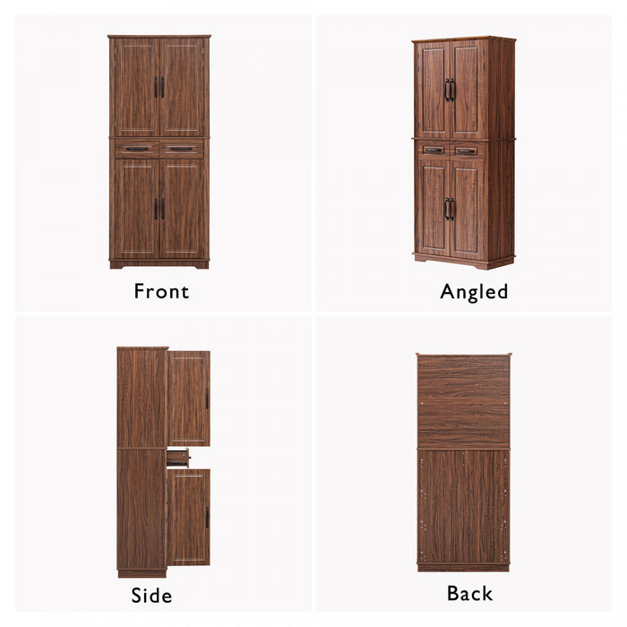 Armoire De Rangement Fabian 72\" Avec Etageres Reglables Et Organiseurs Coulissants - Marron