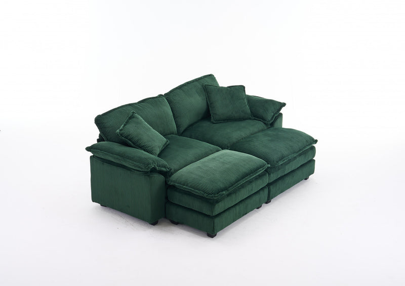 Liam Canape modulaire confortable Cloud 84,6\" avec revetement en velours cotele, Vert