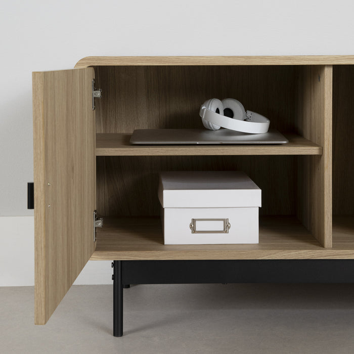  Meuble pour téléviseur Mezzy avec porte et tiroirs - chêne naturel