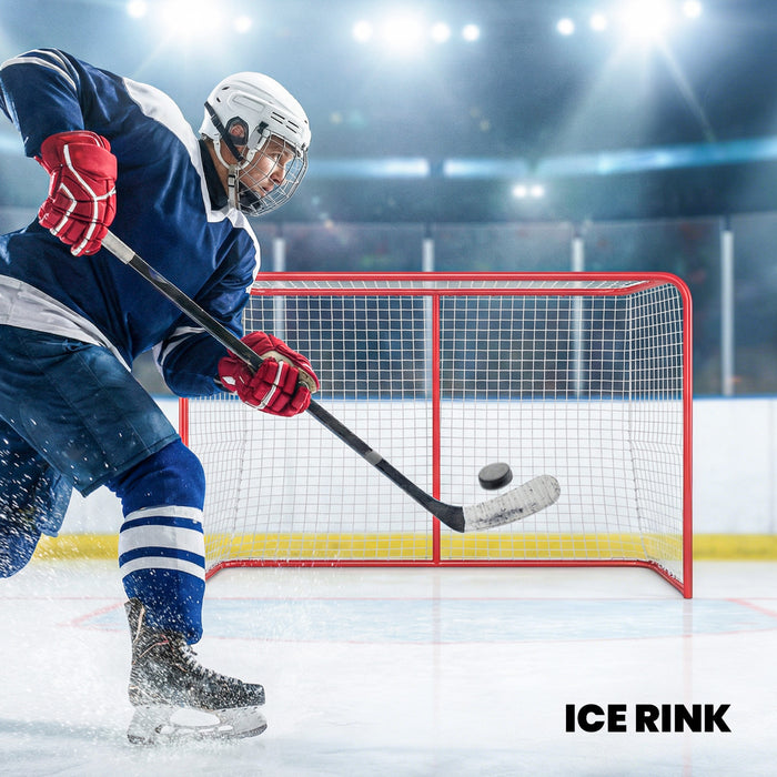 Soozier Mini But de Hockey 160 x 115 cm, Filet Facile a Installer avec Cadre en Metal