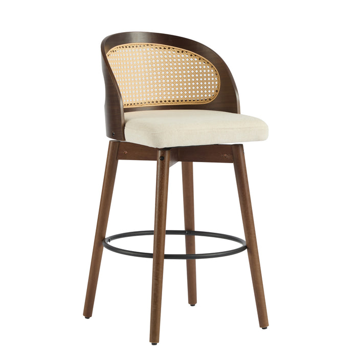 Calvin – Lot de 2 tabourets de bar de hauteur comptoir pivotants pour interieur avec dossier ergonomique, finition noyer