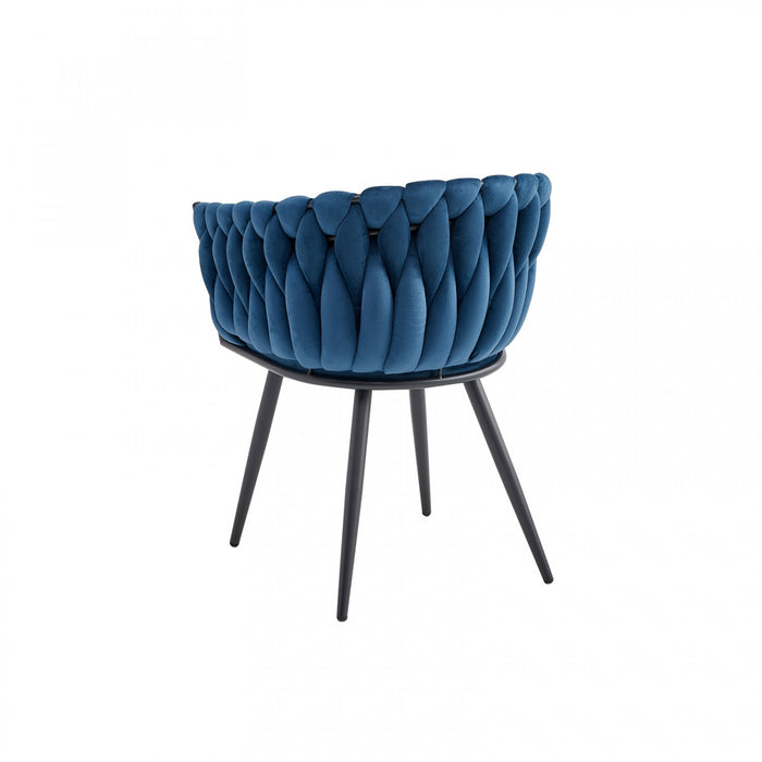 Chaise de salle à manger avec accoudoirs Hildy en velours bleu (ensemble de 2)