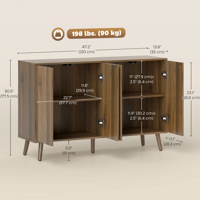 HOMCOM Buffet moderne cannele avec etageres reglables, Brun fonce