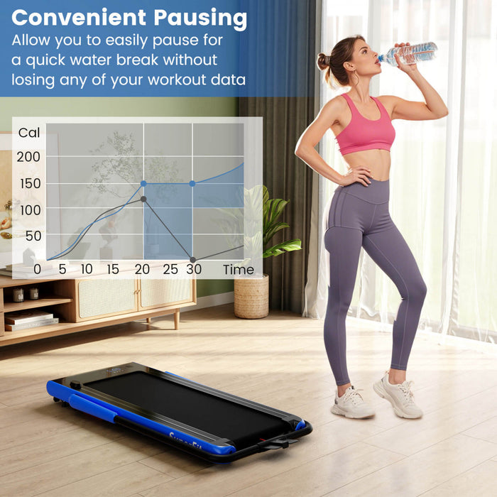 Tapis Roulant Pliant 3 En 1 Superfit Avec Ecran Led A Telecommande Smart Apps Et Haut-parleurs Bleu