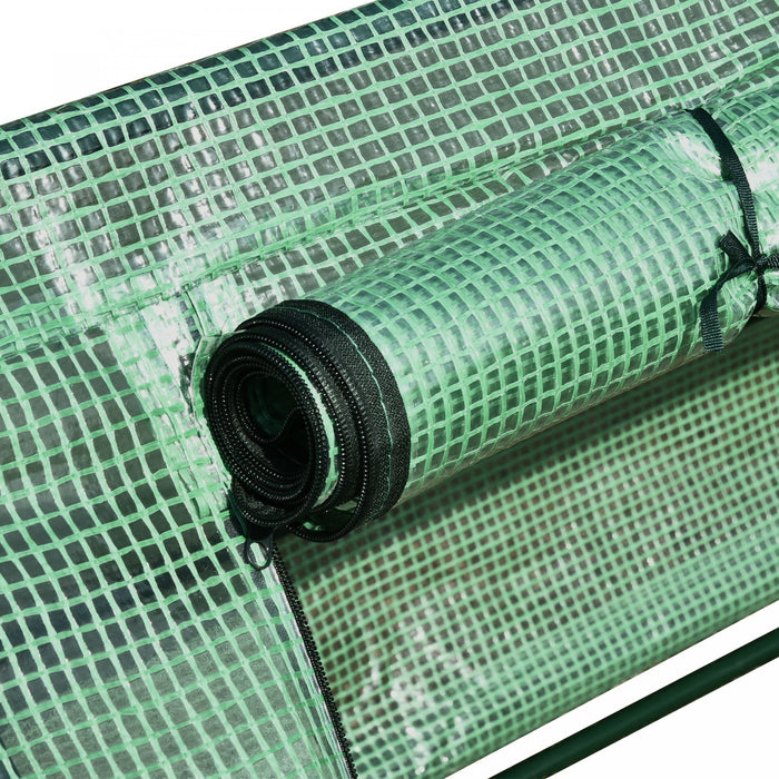 Outsunny 158\" X 39\" X 32\" Serre A Plantes Portable Tunnel De Fleurs De Graines De Jardin En Pleine Croissance Tente A 3 Grandes Portes Coulissantes A Glissiere Pour Jardiniere De Jardinage, Vert