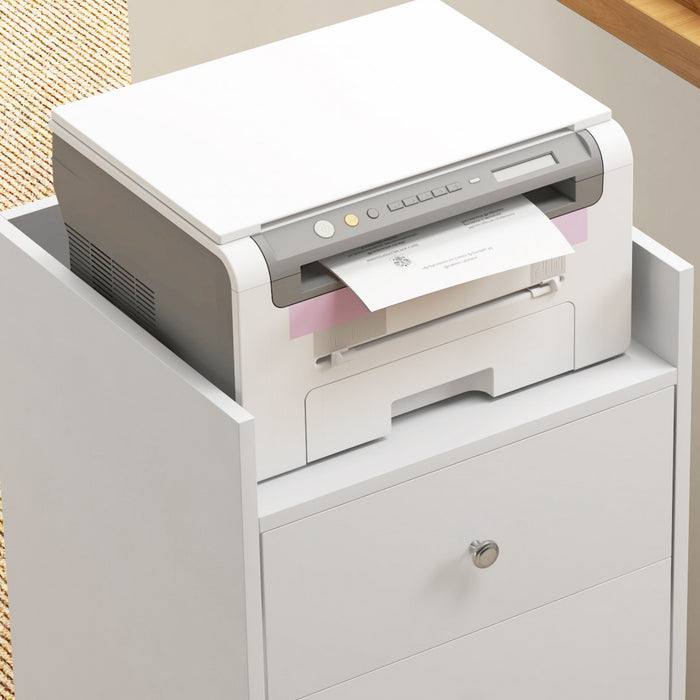 HOMCOM Meuble de Classement a 3 Tiroirs avec Roues et Plateau pour Bureau a Domicile, Blanc