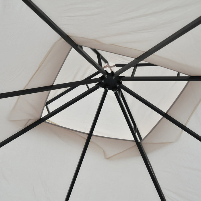 Outsunny 10'x10' Tonnelle De Jardin Patio Canopee Evenements Fete Arriere-cour Avec Moustiquaire