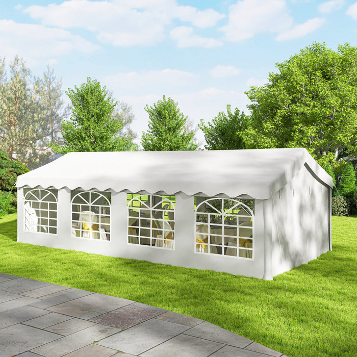 Outsunny Tente de Reception Grande et Robuste 4 x 8 m avec Parois Laterales, Blanc