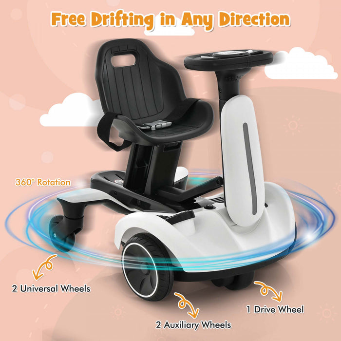 Costway 6v Kids Ride On Drift Car Electric Drifting Go Kart Pour Enfants Avec 360° Spin White