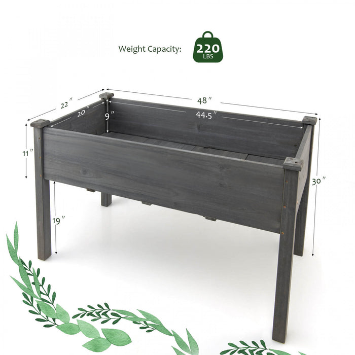 Costway En Bois Souleve Lit De Jardin De Legumes Eleve Cultiver Planteur De Legumes Gris