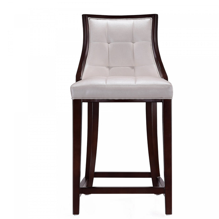 Tabouret de comptoir traditionnel en bois Fifth Avenue avec assise rembourree, blanc perle - Lot de 3