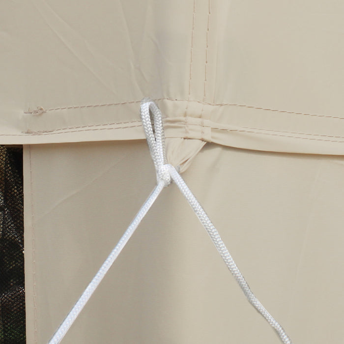 Outsunny Tente D'auvent 10' X 10', Tente Partielle Avec Filet En Maille Et Toit A Deux Niveaux Pour Jardin, Terrasse, Exterieur, Beige