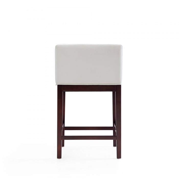 Tabouret de comptoir en bois rembourre ivoire style Mid-Century Modern Kingsley - Lot de 2