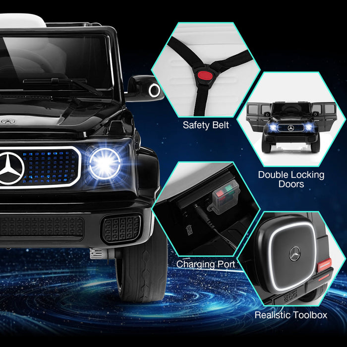 Costway Licence Mercedes-benz Eqg Enfants Ride Sur Voiture Avec Telecommande Detachable Batterie Noir