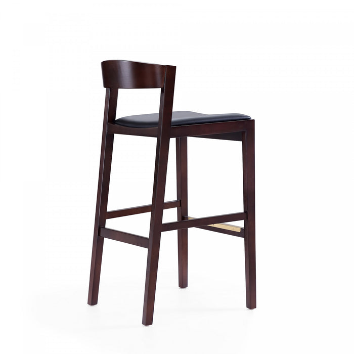 Tabouret de bar en bois rembourre style Klismos mi-siecle moderne noir - Lot de 3
