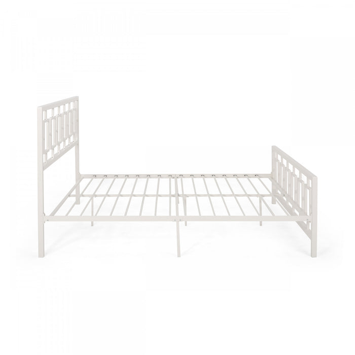 Henry Cadre De Lit En Metal Avec Tete De Lit Vintage, Taille King, Blanc
