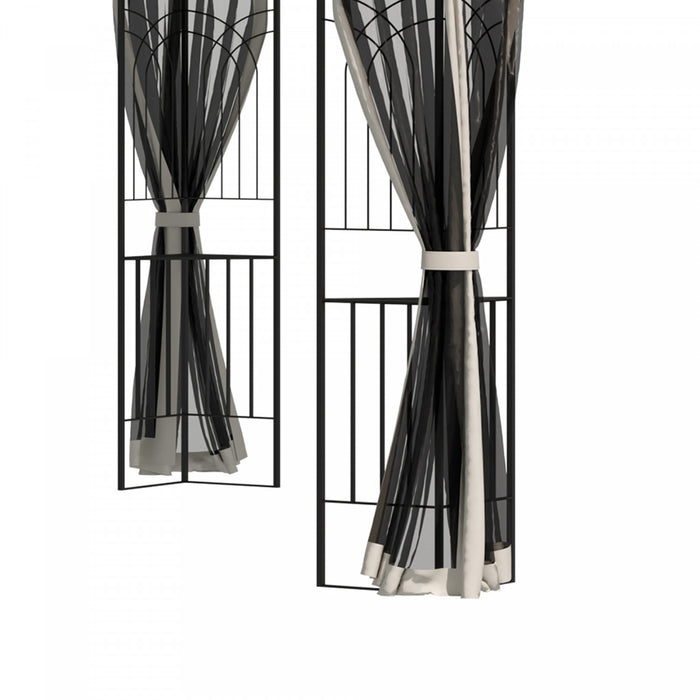 Outsunny 10' X 10' Tonnelle Pavillon Jardin Patio Terrasse Gazebo Exterieur Double Toit Avec Parois Laterales En Maille Amovibles, Etageres, Crochets Superieurs, Beige