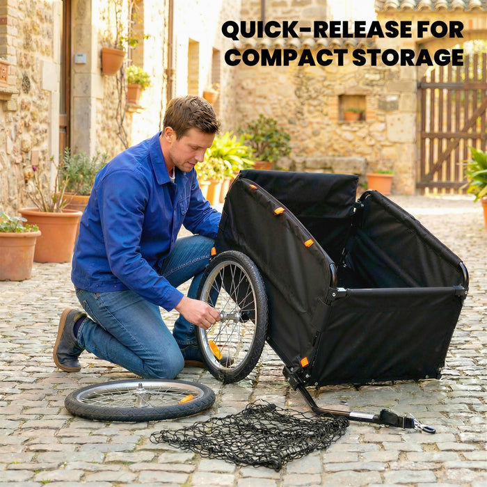 Soozier Remorque a Velo, 170 L Chariot avec Filet de Transport