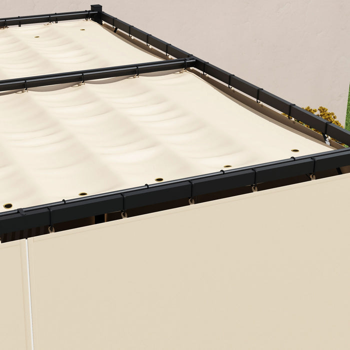 Outsunny Pergola De Patio 10' X 10' Avec Auvent Retractable, Beige