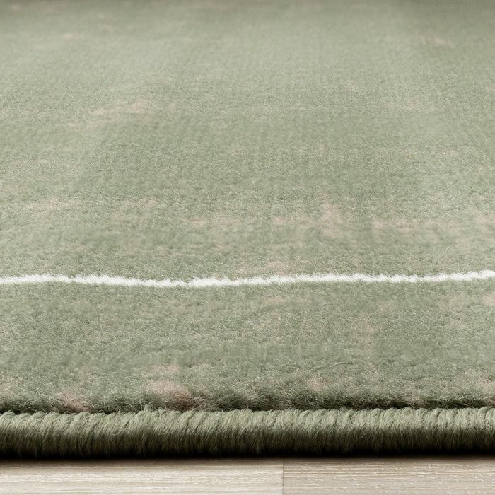Tapis Florence de terrain de football vert, marron et blanc, 6'7\" x 9'6\"