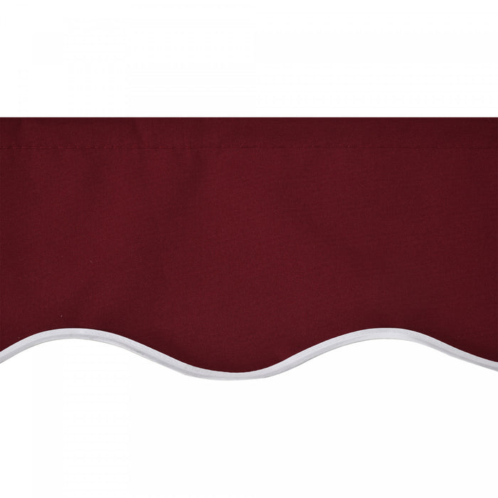 Outsunny 12' X 10' Toile De Store Retractable De Remplacement Pour Parasol Exterieur, Protection Contre Les Uv, Rouge Vin.