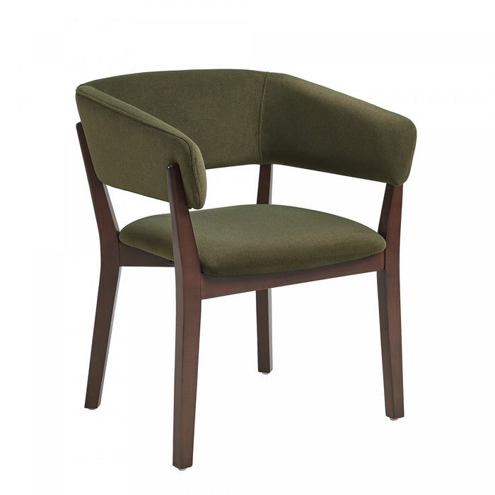 Fauteuil moderne Blake en faux mohair avec accoudoirs en bois, vert - Lot de 2