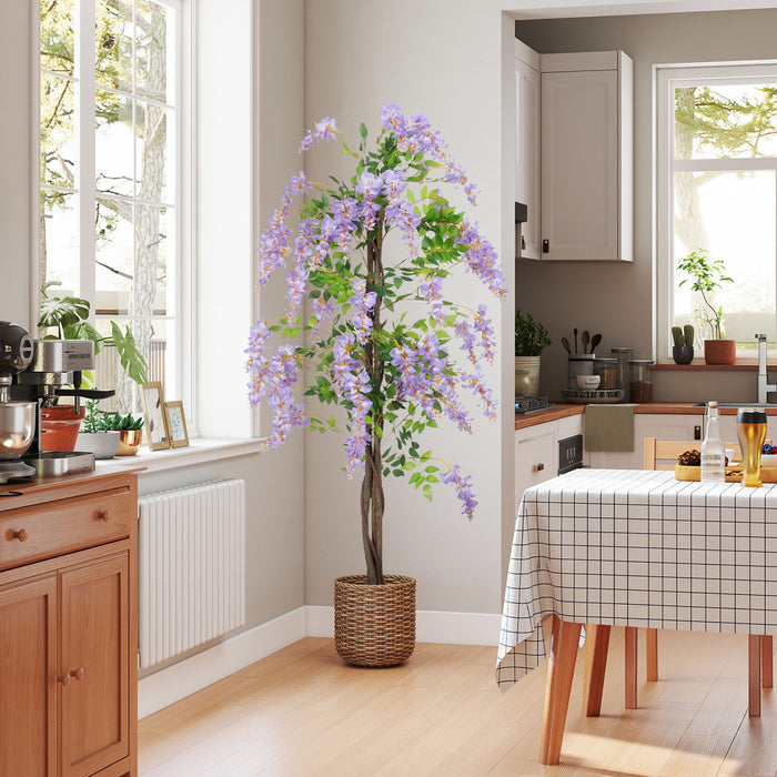 HOMCOM Arbre de glycine artificielle de 1,8 m avec fleurs violettes