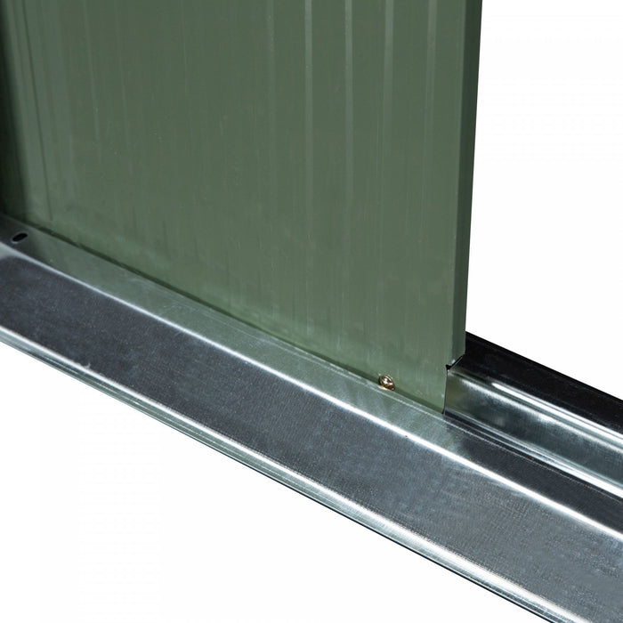 Outsunny 9ft X 4.25ft Abri De Jardin En Acier Ondule Remise A Outils Pour Equipement D'exterieur Avec Event, Fondation Et Double Porte Vert Clair
