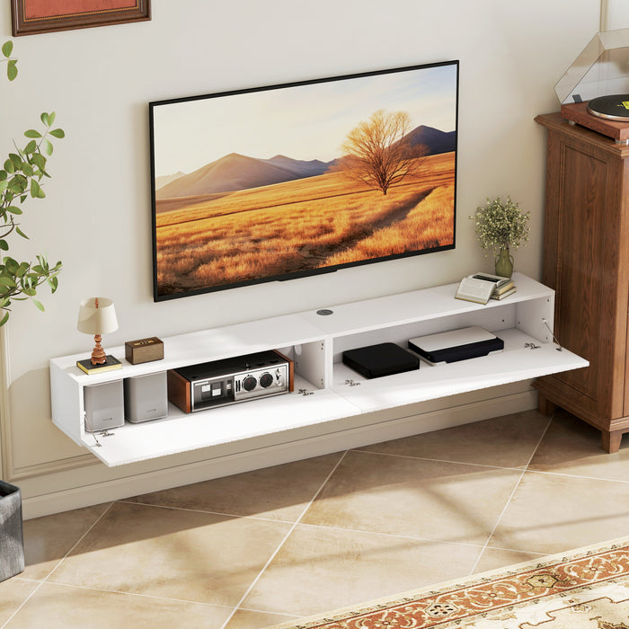 HOMCOM Meuble TV Flottant pour Televiseurs jusqu'a 72 Pouces, Blanc