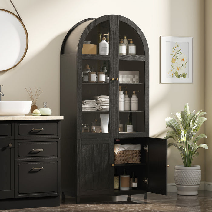HOMCOM Buffet avec Arche, Meuble Haut de Rangement de Cuisine 71\", noir