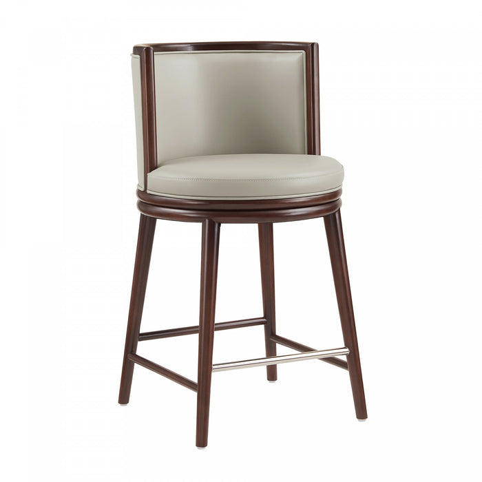 Tabouret de comptoir moderne en bois avec revetement en tissu couleur pierre Evalyn - Lot de 3