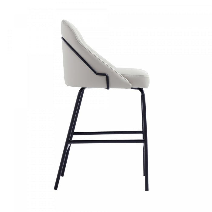 Tabouret de comptoir moderne en metal et tissu Gracie, gris pierre et noir - Lot de 3