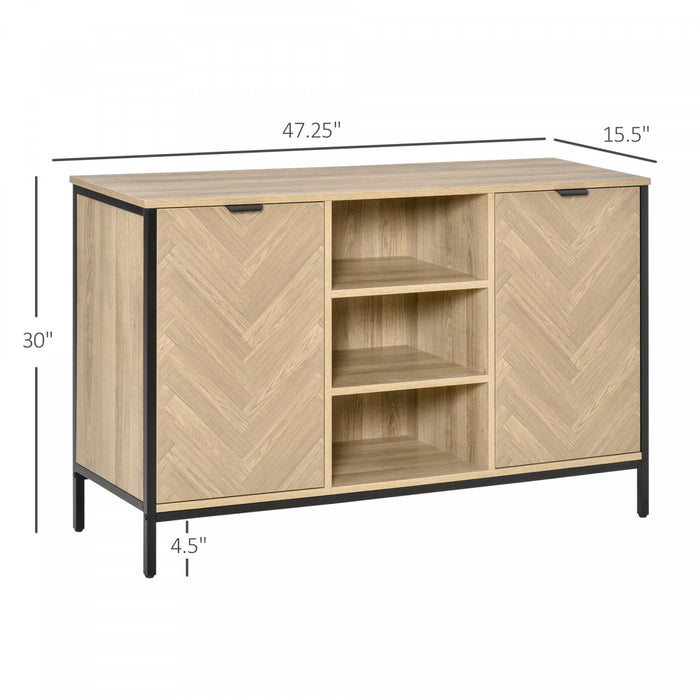 HOMCOM Buffet Armoire Rangement Etageres Reglables Ton Chene