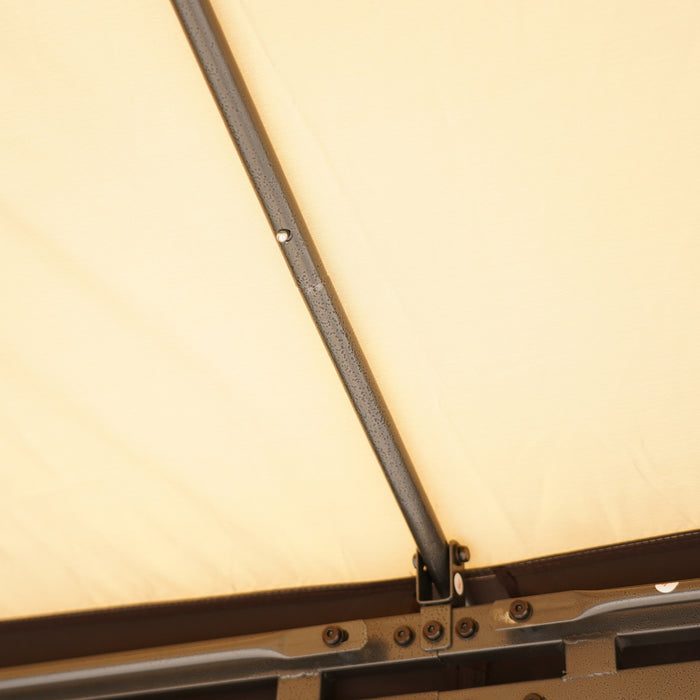 Outsunny 10' X 10' Gazebo Exterieur A Toit Souple Abri De Pavillon Gardem Cadre En Acier Avec Toit Double, Avant-toits, Murs Lateraux En Filet De Pelouse Pare-soleil Beige